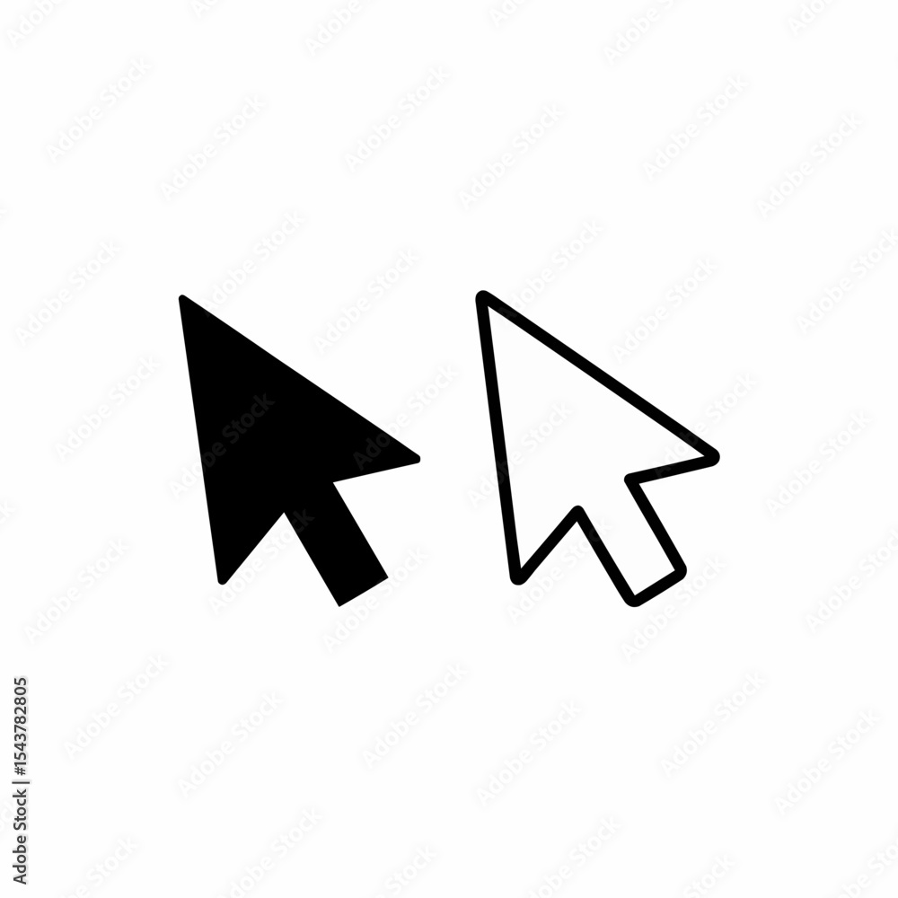 Poster this high-quality vector graphic features two minimalist computer mouse cursor icons: a solid black 