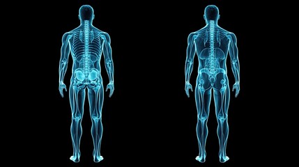 Male anatomy posterior and anterior view xray
