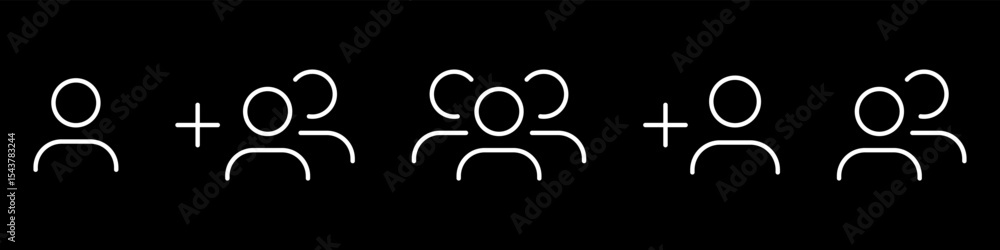 Poster group of people and user icons , add new user line icon | for user, group, team, community and group