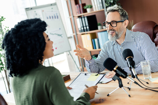 Business meeting with a diverse team in an office setting fostering collaboration and teamwork on a project