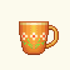 Obraz premium Cup. Pixel Art style. Ideal for game and retro design, packaging, textiles and digital art projects.