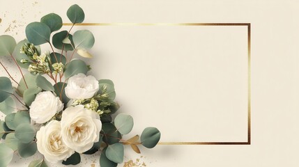 Floral Adorned Frame in Minimal Setting Perfect for Showcasing Art Prints or Card Mockups