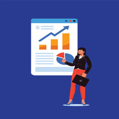 Illustration of a business woman in the office.