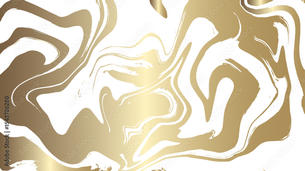 Poster  Abstract fluid marble texture with swirling patterns with golden yellow and white. Glossy, reflective finish that mimics a molten, liquid metal effect. Gradients and wavy distortions create a dynamic