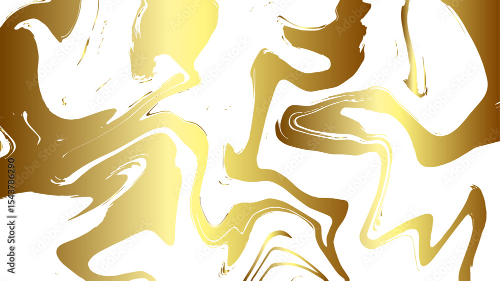 Poster  Abstract fluid marble texture with swirling patterns with golden yellow and white. Glossy, reflective finish that mimics a molten, liquid metal effect. Gradients and wavy distortions create a dynamic