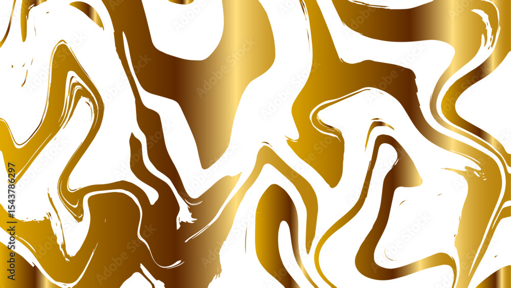 Poster  Abstract fluid marble texture with swirling patterns with golden yellow and white. Glossy, reflective finish that mimics a molten, liquid metal effect. Gradients and wavy distortions create a dynamic