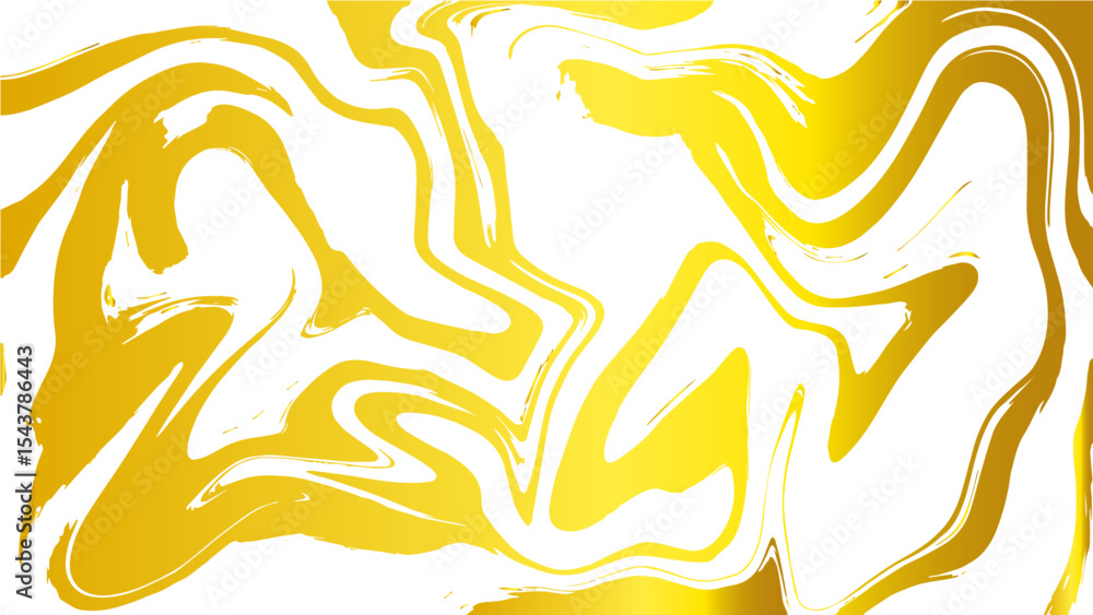 Aufkleber  Abstract fluid marble texture with swirling patterns with golden yellow and white. Glossy, reflective finish that mimics a molten, liquid metal effect. Gradients and wavy distortions create a dynamic