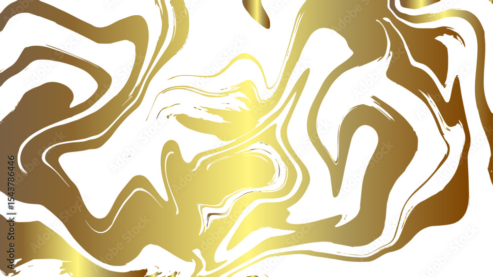 Aufkleber  Abstract fluid marble texture with swirling patterns with golden yellow and white. Glossy, reflective finish that mimics a molten, liquid metal effect. Gradients and wavy distortions create a dynamic