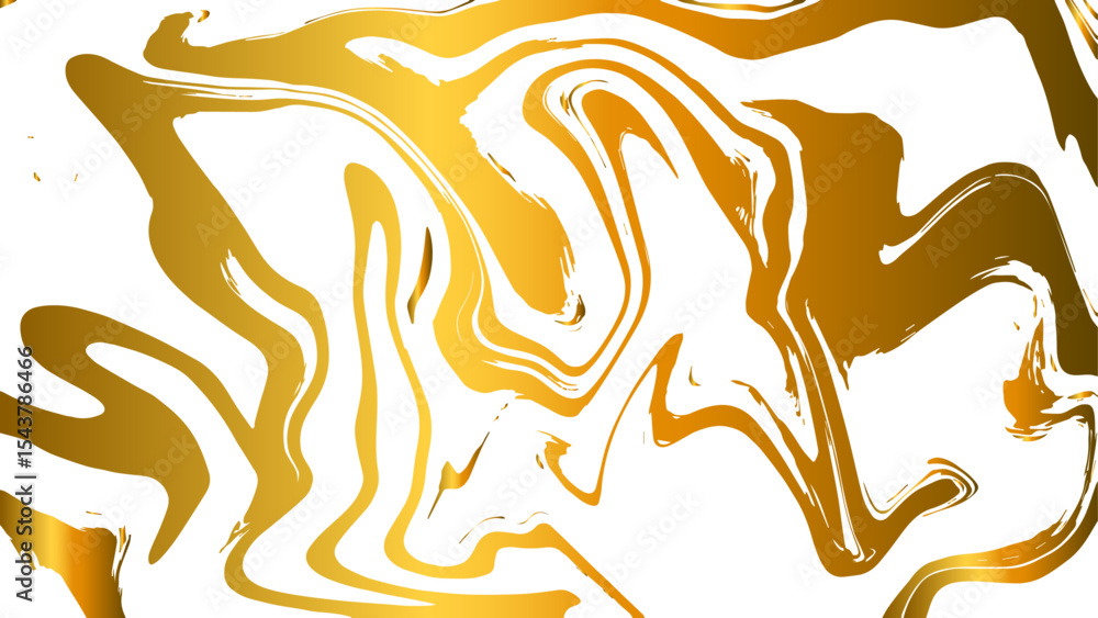 Poster  Abstract fluid marble texture with swirling patterns with golden yellow and white. Glossy, reflective finish that mimics a molten, liquid metal effect. Gradients and wavy distortions create a dynamic