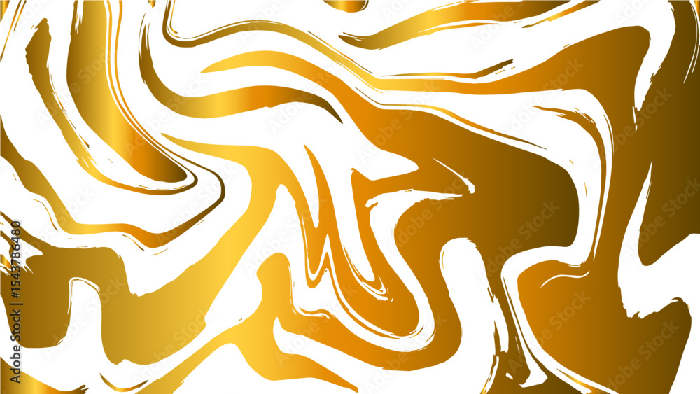 Poster  Abstract fluid marble texture with swirling patterns with golden yellow and white. Glossy, reflective finish that mimics a molten, liquid metal effect. Gradients and wavy distortions create a dynamic