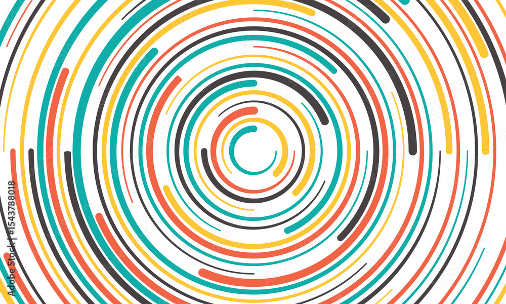 Poster white abstract background with colorful circle lines vortex. technology hi-tech futuristic template.