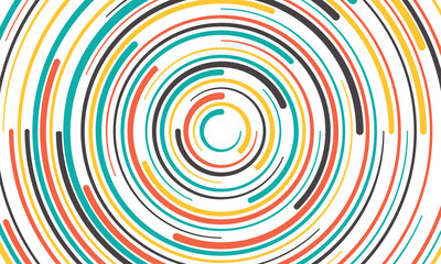 White abstract background with colorful circle lines vortex. technology hi-tech futuristic template. Vector illustration.
