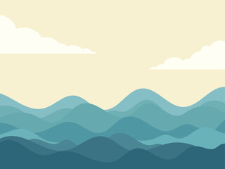 Simple vector background for National Maritime Day with blue waves and sky. Ideal for holiday, ocean, or educational projects