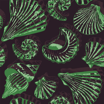 Essential nautical vector seamless pattern. Pastel sea shell pattern ideas for background, textile, home decor, banner, template, business, carpet and rugs.