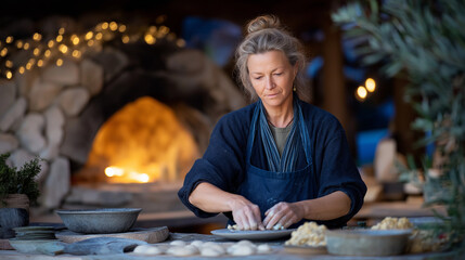 Potter Checking Ceramic Piece in Glowing Kiln