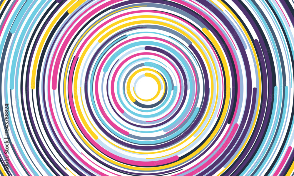 Poster white abstract background with colorful circle lines vortex. technology hi-tech futuristic template.