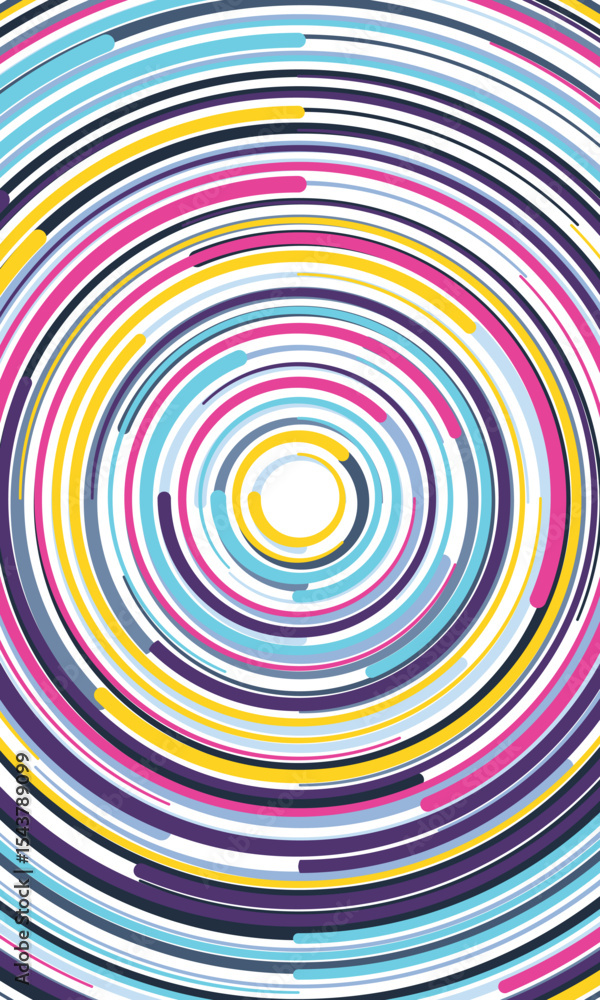 Poster white abstract background with colorful circle lines vortex. technology hi-tech futuristic template.