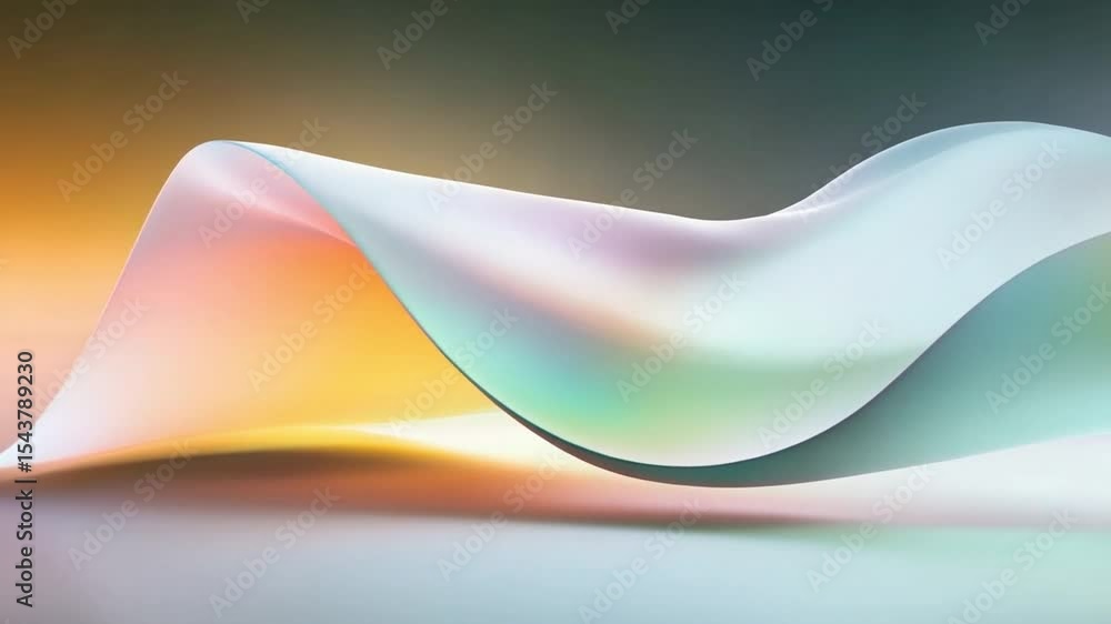 Poster ethereal ribbon abstract: a flowing ribbon of iridescent color dances in an abstract composition, cr