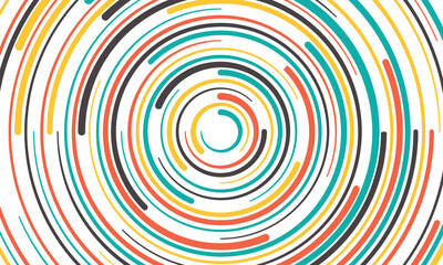 White abstract background with colorful circle lines vortex. technology hi-tech futuristic template. Vector illustration.