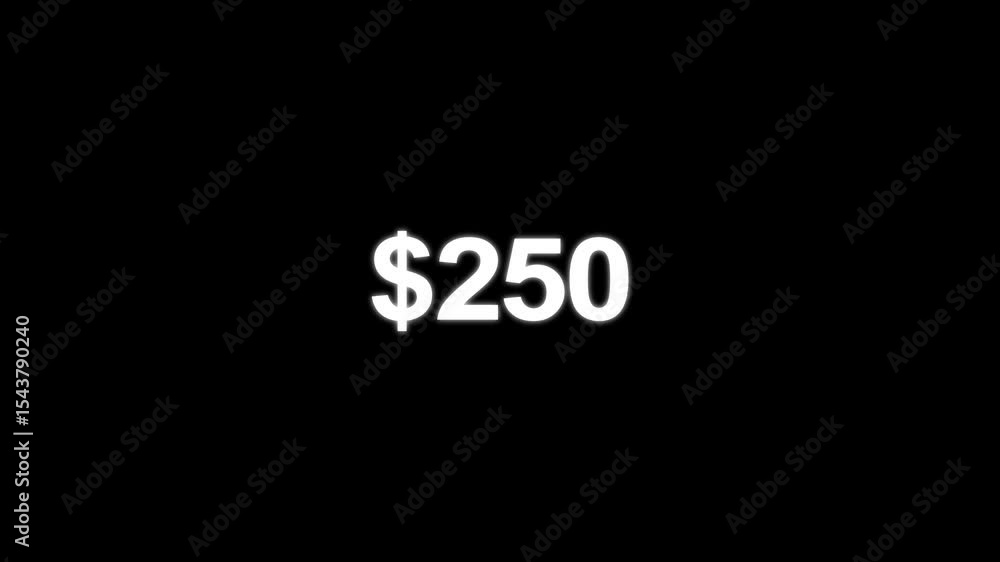 Aufkleber dollar counting from 0$ to 500$ money and digits increasing counting numbers, money counter going up