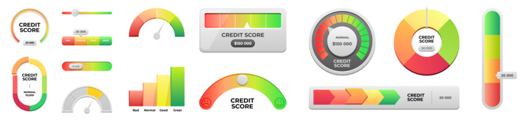Credit score vector icon set