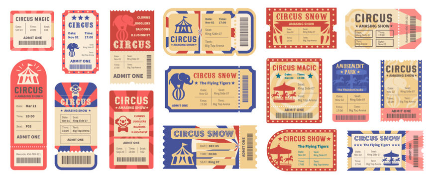 A ticket to the circus vector set