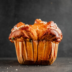 Brioche sweet baked dessert fluffy baked goods fresh delicious gourmet food background on the table...