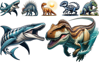 Dinosaurs Vector Collection Set Resizable, Printable, Editable Clipart for Kids & Education