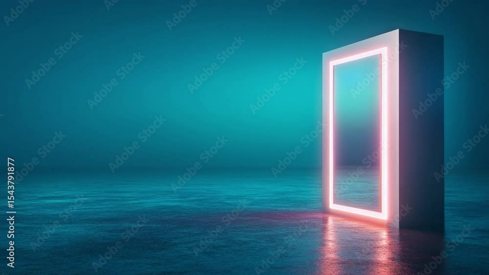 Aufkleber illuminated portal in futuristic setting: a mesmerizing, glowing portal stands majestically in a sle