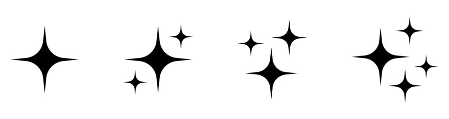 Star icon. Shine icon. Twinkling stars set. Symbol of sparkle, glint, gleam, etc.
