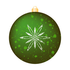 Christmas and New Year tree decoration in the form of a green ball. Vector illustration