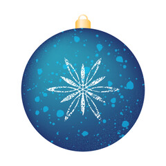 Christmas and New Year tree decoration in the form of a blue ball. Vector illustration