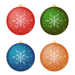 Set of colorful balls for Christmas and New Year tree. Vector illustration
