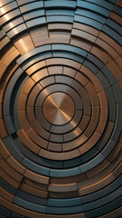 Naklejka premium Abstract Metallic Background with Concentric Circles and Bronze and Gray Tones