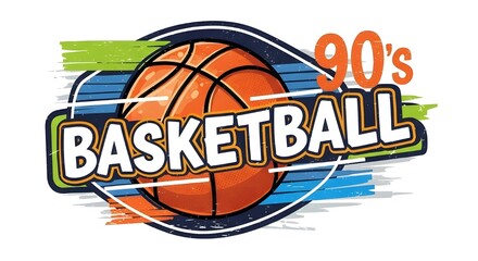 Vintage 90s-style basketball badge vector artwork for trendy streetwear