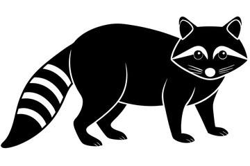 Silhouette Vector Art Illustration of Black and White Raccoon