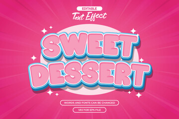 Sweet dessert editable text effect with 3d cartoon and cute text style