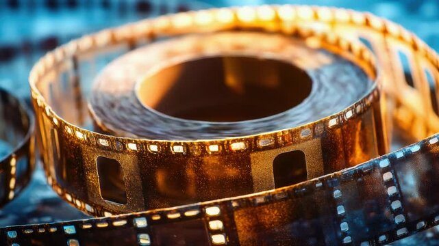 A roll of film sitting on a table, ready for use or processing