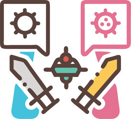 battle vector icon on white or transparent background