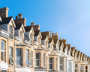 Houses – Street of traditional terraced homes in neighbourhood