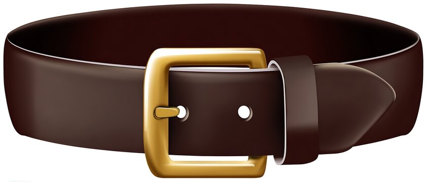 Brown leather belt with gold buckle