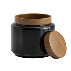 Elegant Ceramic Canister with Wooden Cover Transparent Render