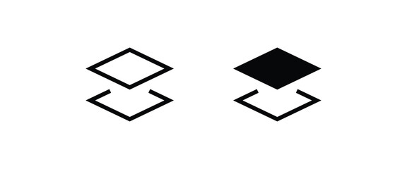 Layers icon. Vector layers line and flat icons set, editable stroke isolated on white, linear vector outline illustration, symbol logo design style