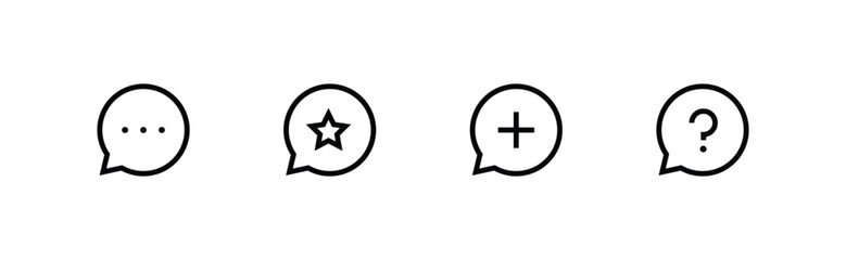 messages icon set Speech bubbles, Editable strok and flat style speaking Chatting Chat, speak, talk line icons set, editable stroke isolated on white, linear vector outline illustration, symbol