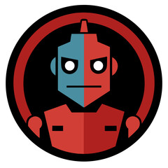 Red and blue robot character design illustration