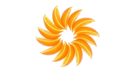 Obraz premium Delicious Fresh Orange Fruit Slices Arranged in a Decorative Swirl PNG