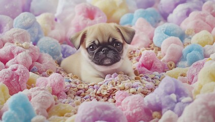 Adorable Pug Puppy in Cereal. (2)