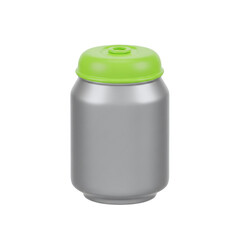 Metal can with green eco lid in 3D