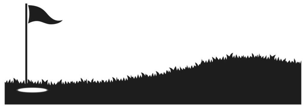Golf Course Flag and Hill Illustration.