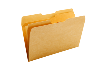 Yellow file folder isolated on black background